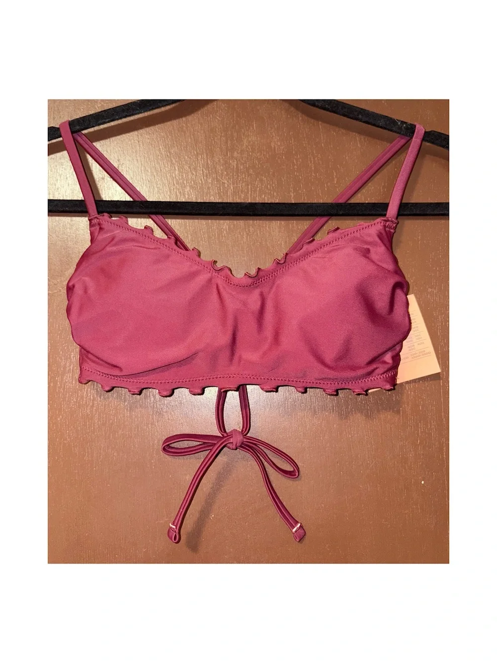 Shade & Shore Ruffle Bralette Bikini Top (Burgundy - Small)